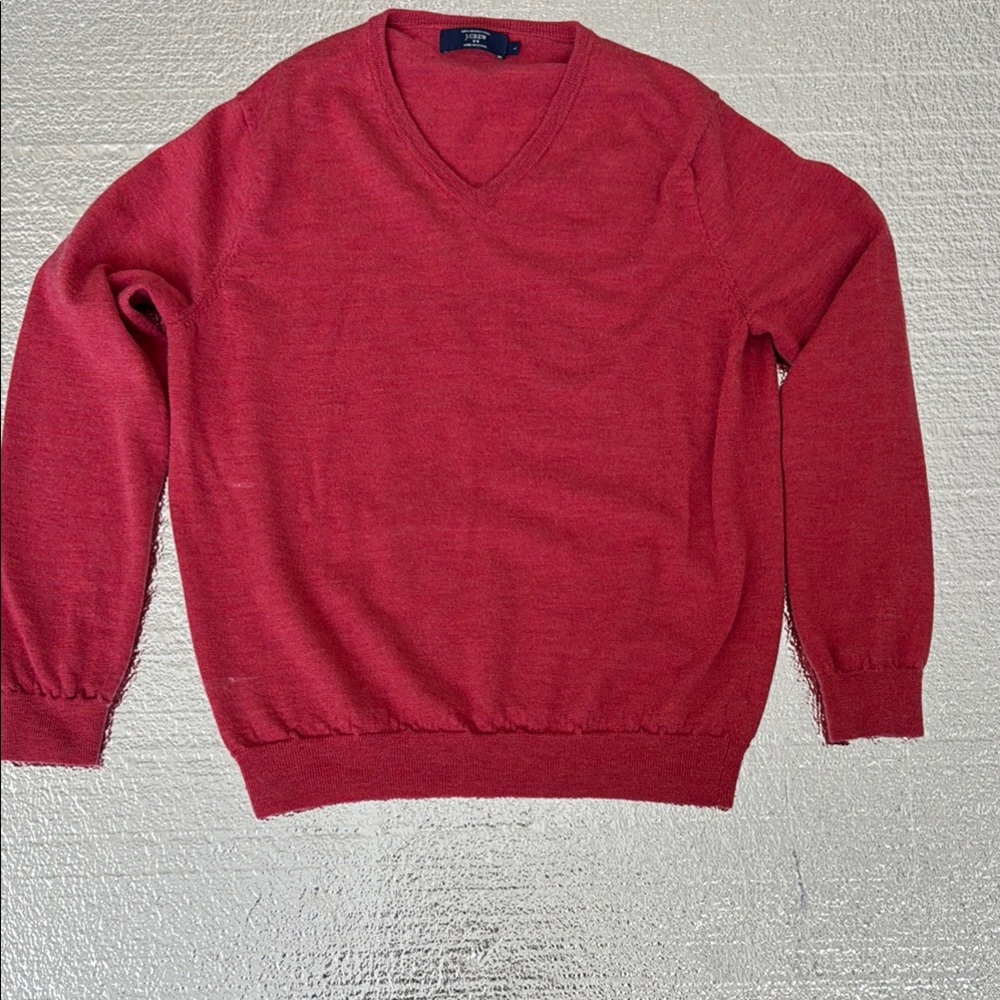 J. Crew Classic Preppy Merino Wool Red Sweater Men’s Long Sleeve Pullover Large